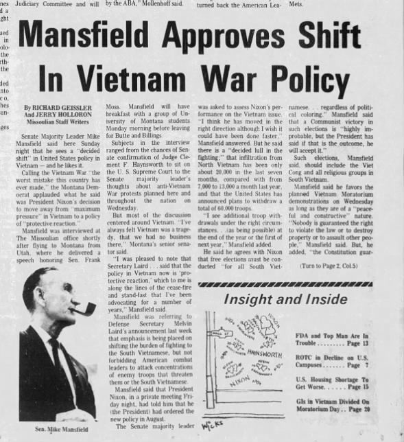 1969 Mansfield on Vietnam and protests